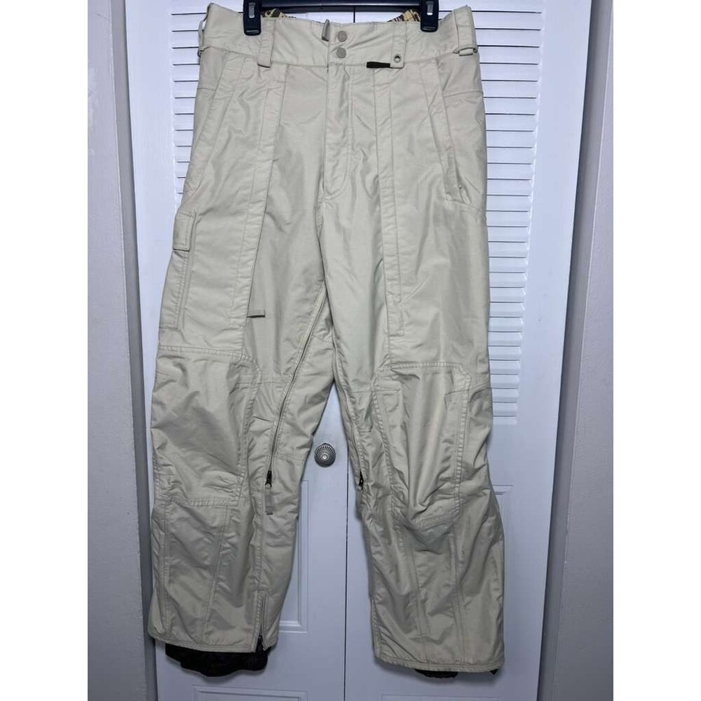 Burton Snowboard Ski Pants Women Medium Cream Cargo Insulated
